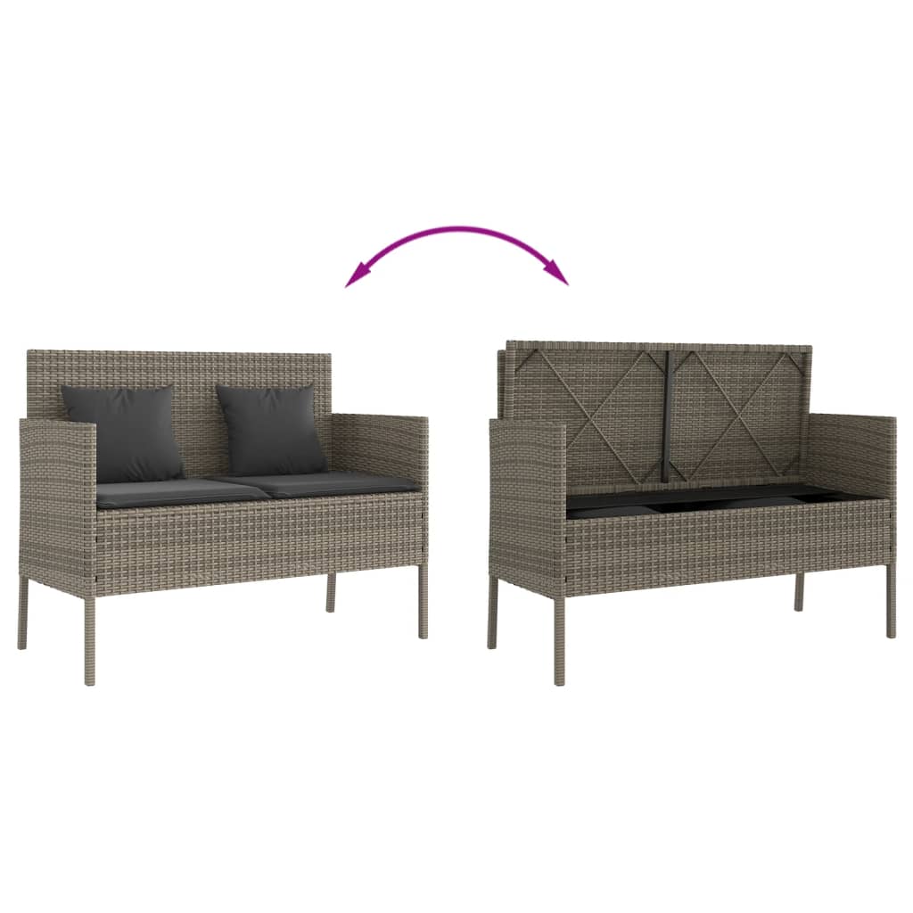 Garden Bench With Cushions Poly Rattan