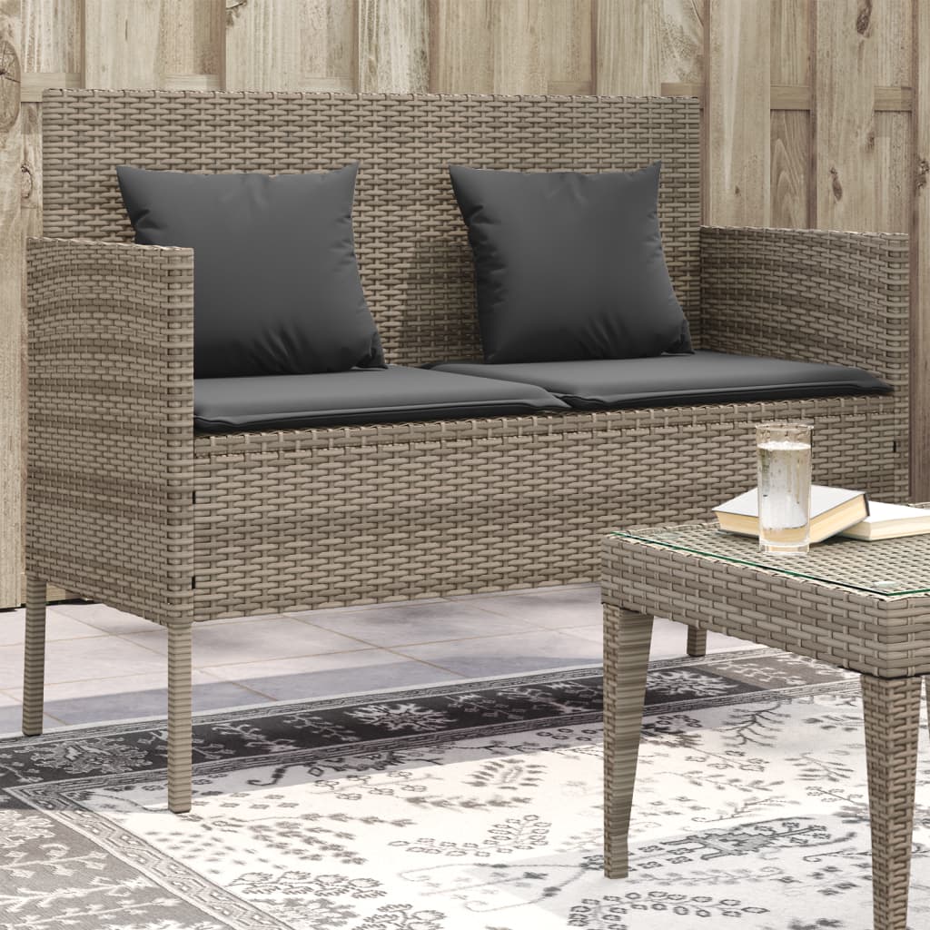 Garden Bench With Cushions Poly Rattan