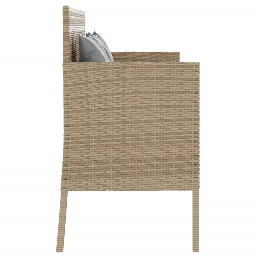 Garden Bench With Cushions Beige Poly Rattan