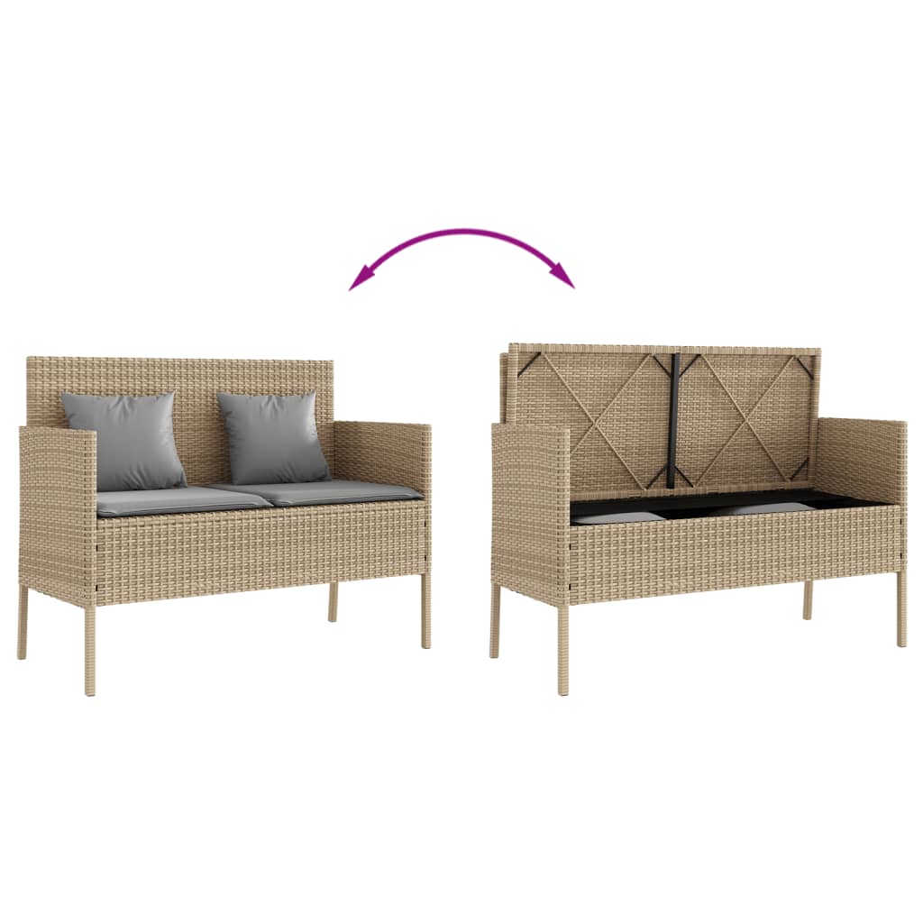 Garden Bench With Cushions Beige Poly Rattan
