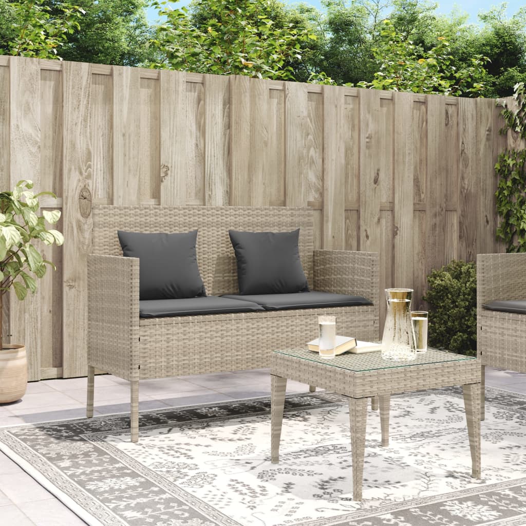 Garden Bench With Cushions Poly Rattan