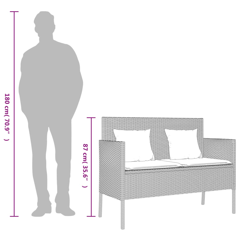 Garden Bench With Cushions Poly Rattan