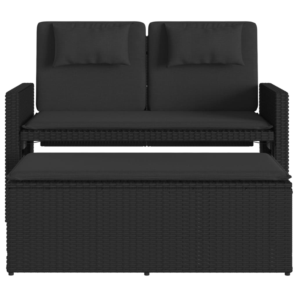 Reclining Garden Bench With Cushions Poly Rattan