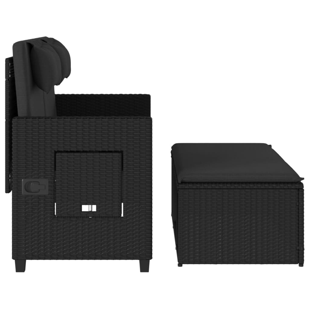 Reclining Garden Bench With Cushions Poly Rattan