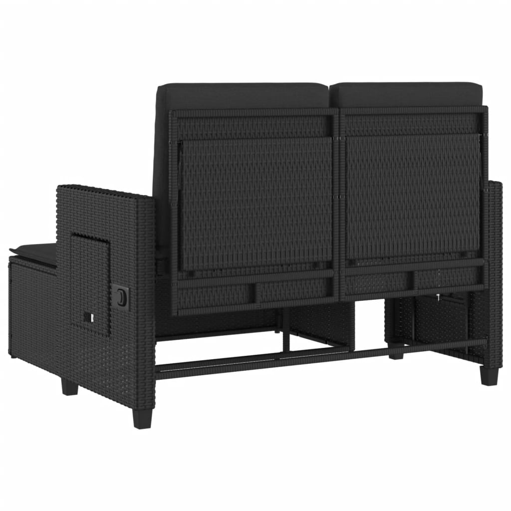 Reclining Garden Bench With Cushions Poly Rattan