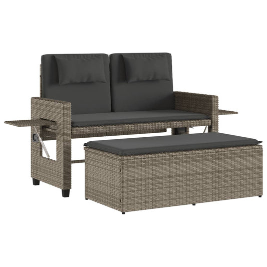 Reclining Garden Bench With Cushions Poly Rattan