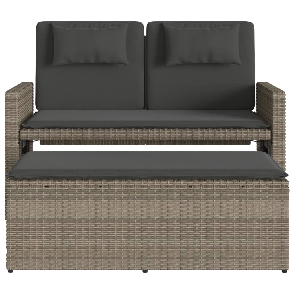 Reclining Garden Bench With Cushions Poly Rattan