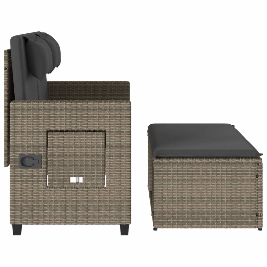 Reclining Garden Bench With Cushions Poly Rattan
