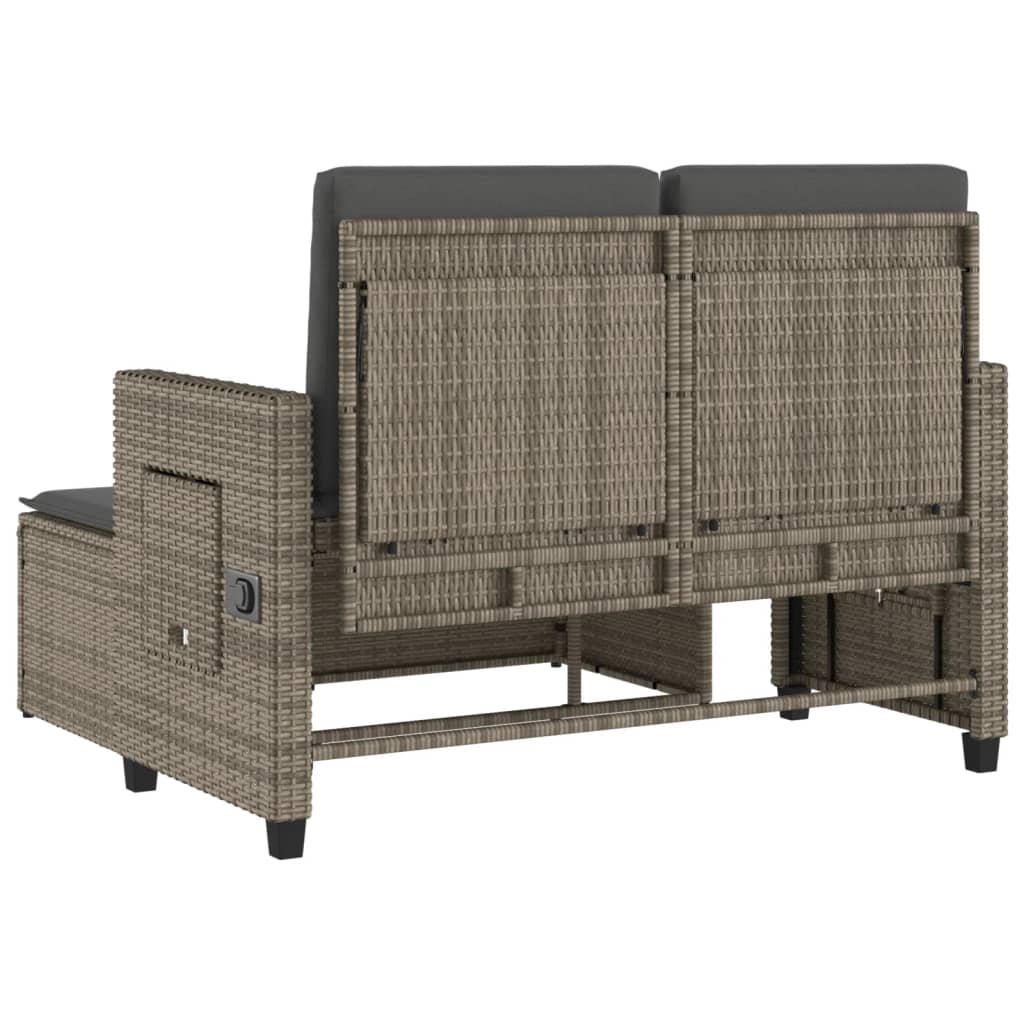 Reclining Garden Bench With Cushions Poly Rattan