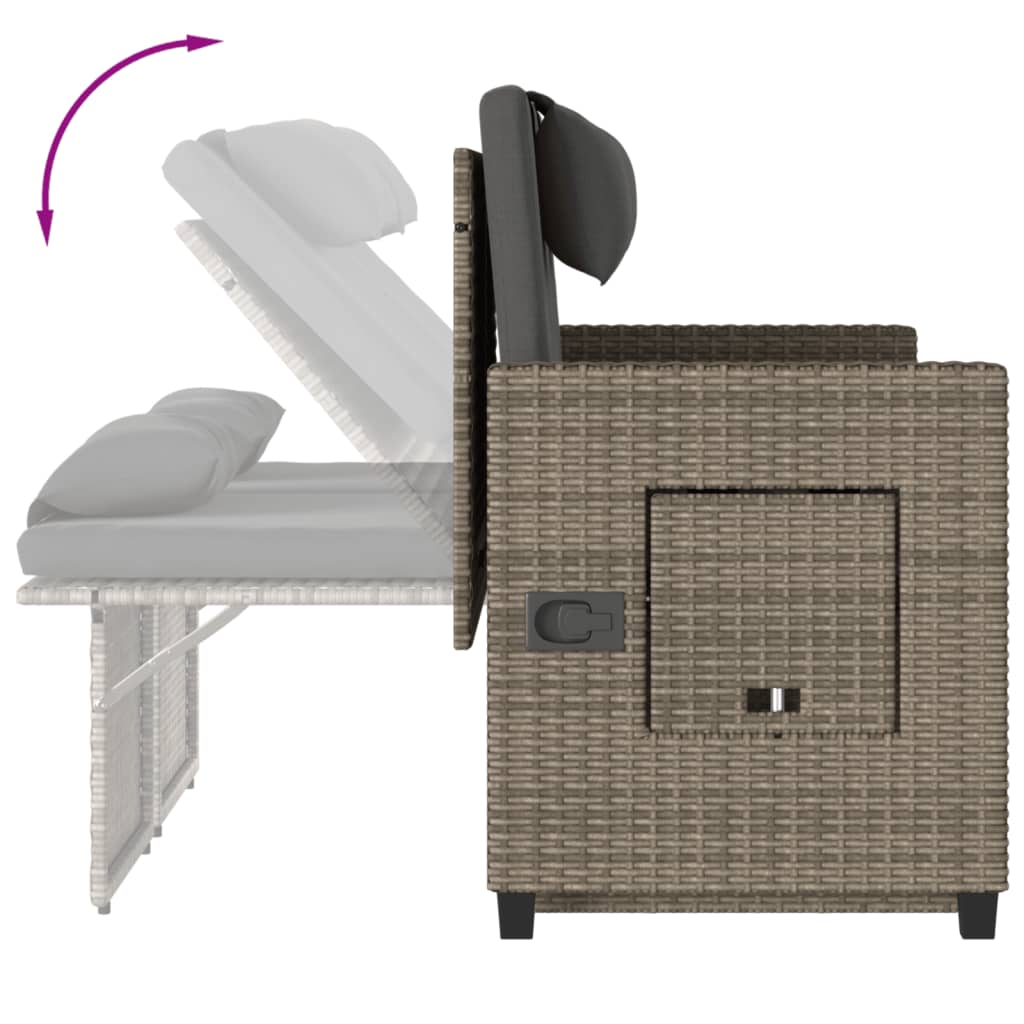 Reclining Garden Bench With Cushions Poly Rattan