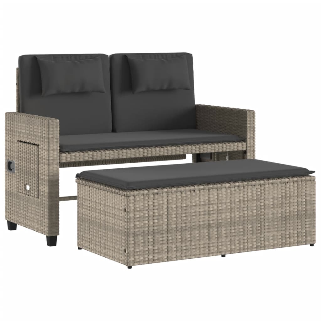 Reclining Garden Bench With Cushions Poly Rattan