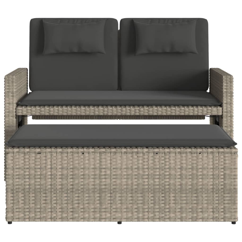 Reclining Garden Bench With Cushions Poly Rattan
