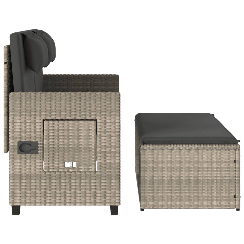 Reclining Garden Bench With Cushions Poly Rattan