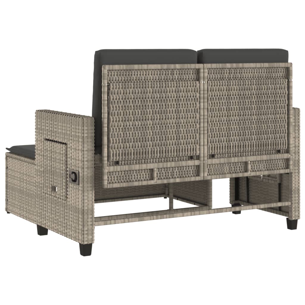Reclining Garden Bench With Cushions Poly Rattan