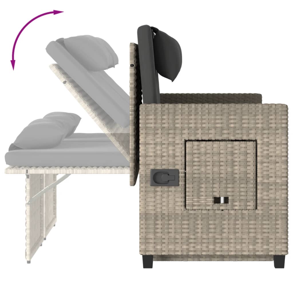 Reclining Garden Bench With Cushions Poly Rattan
