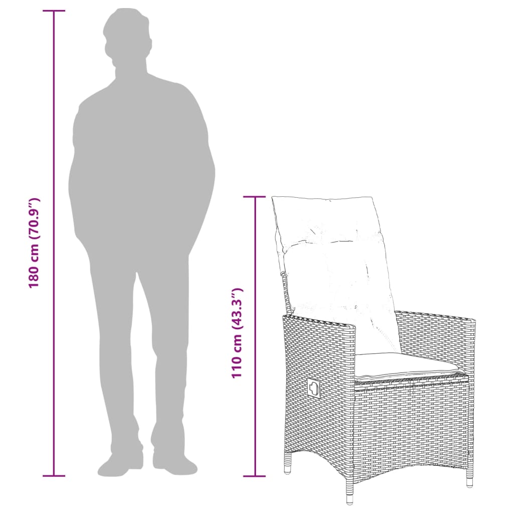 Reclining Garden Chair With Cushions Poly Rattan