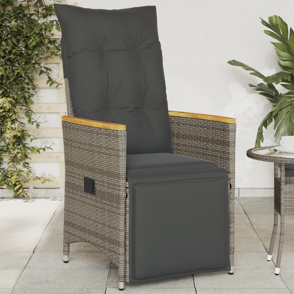 Reclining Garden Chair With Cushions Poly Rattan