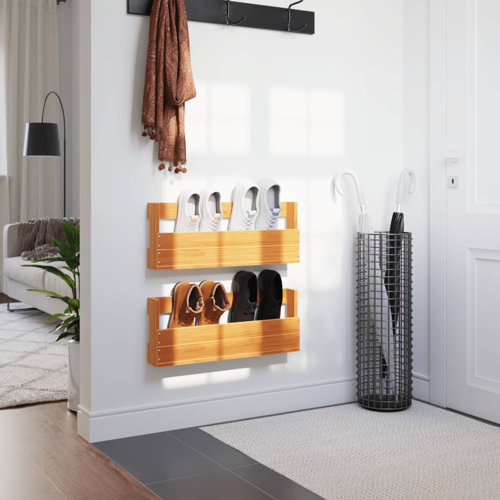 Wall-Mounted Shoe Racks 2 Pcs 59X8.5X23.5 Cm Solid Wood Pine