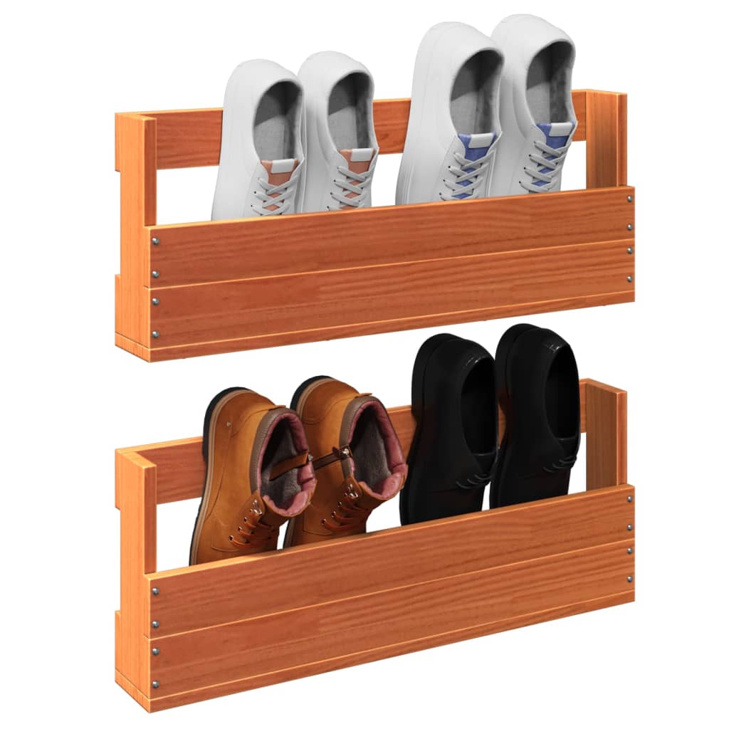 Wall-Mounted Shoe Racks 2 Pcs 59X8.5X23.5 Cm Solid Wood Pine