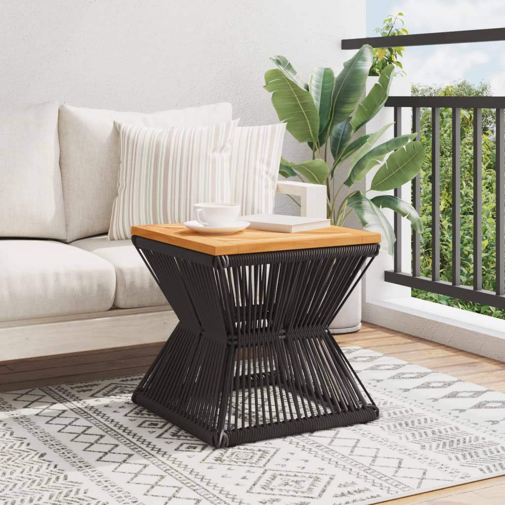 Coffee Table With Wire Base Black 38X38X38 Cm Solid Wood Acacia