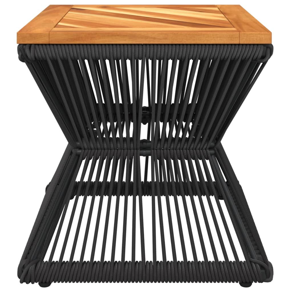 Coffee Table With Wire Base Black 38X38X38 Cm Solid Wood Acacia