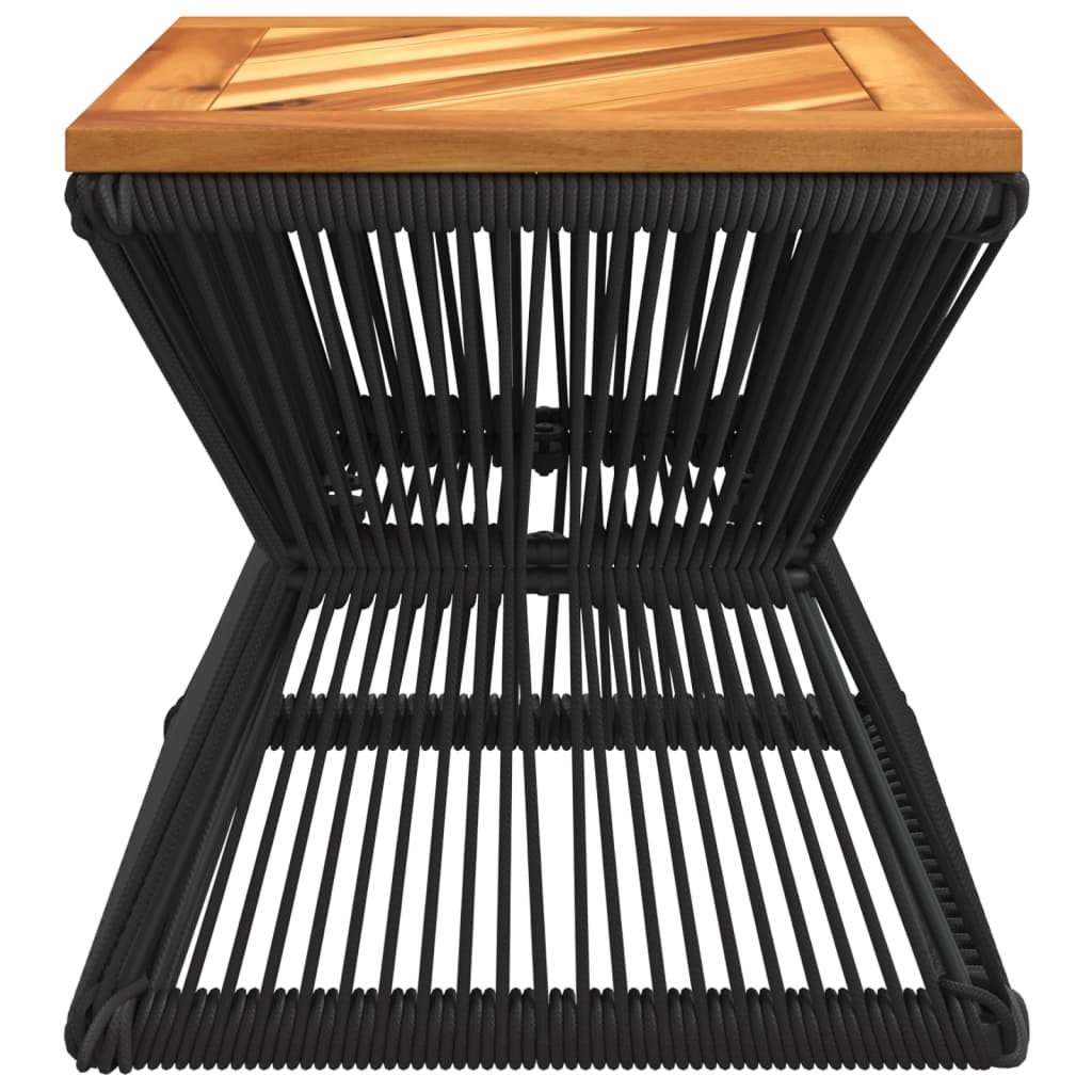 Coffee Table With Wire Base Black 38X38X38 Cm Solid Wood Acacia