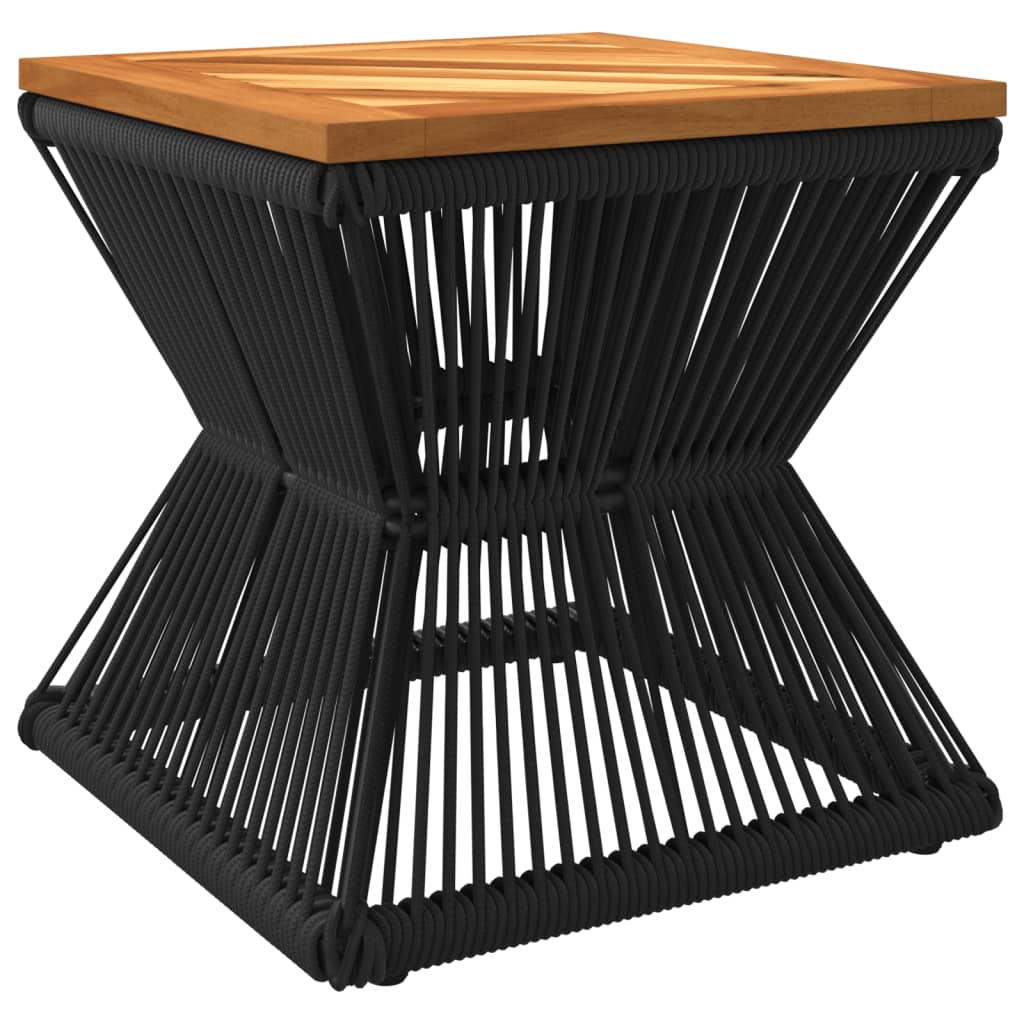 Coffee Table With Wire Base Black 38X38X38 Cm Solid Wood Acacia