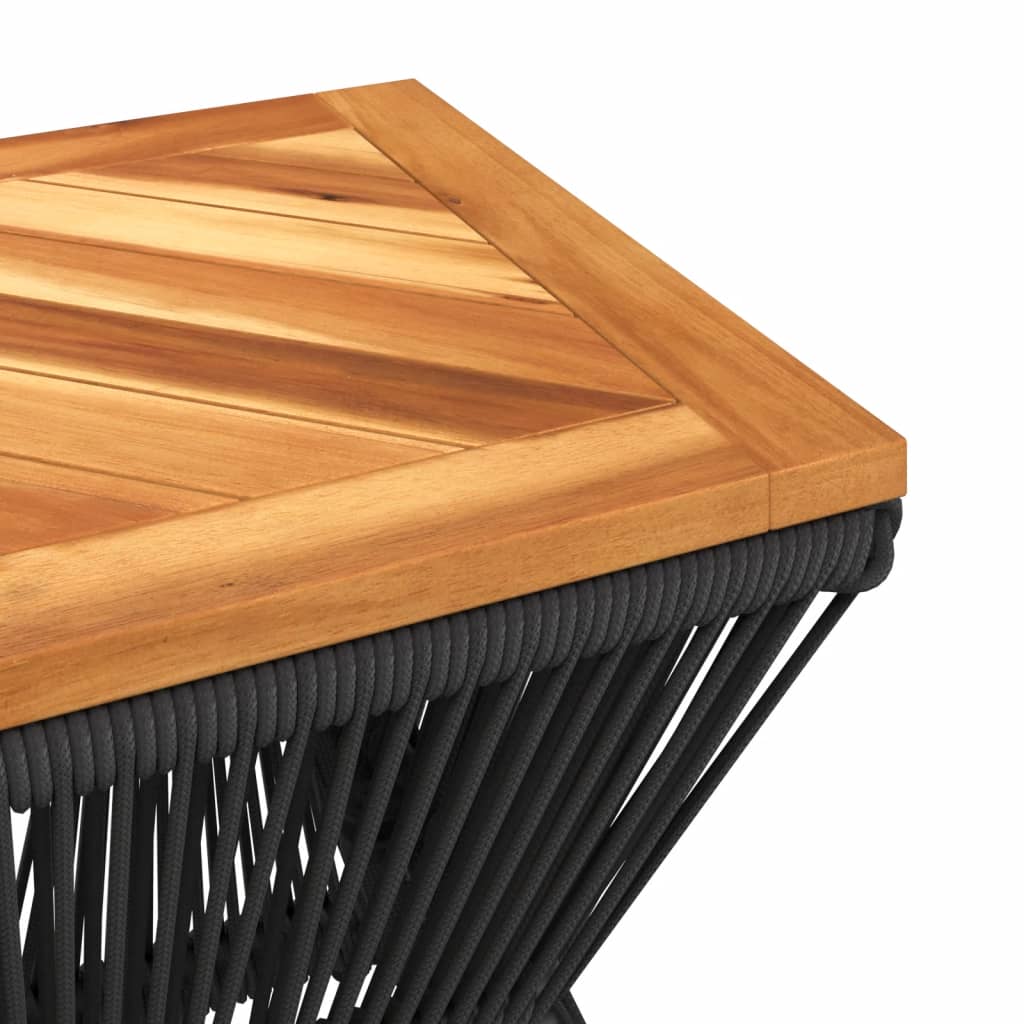 Coffee Table With Wire Base Black 38X38X38 Cm Solid Wood Acacia