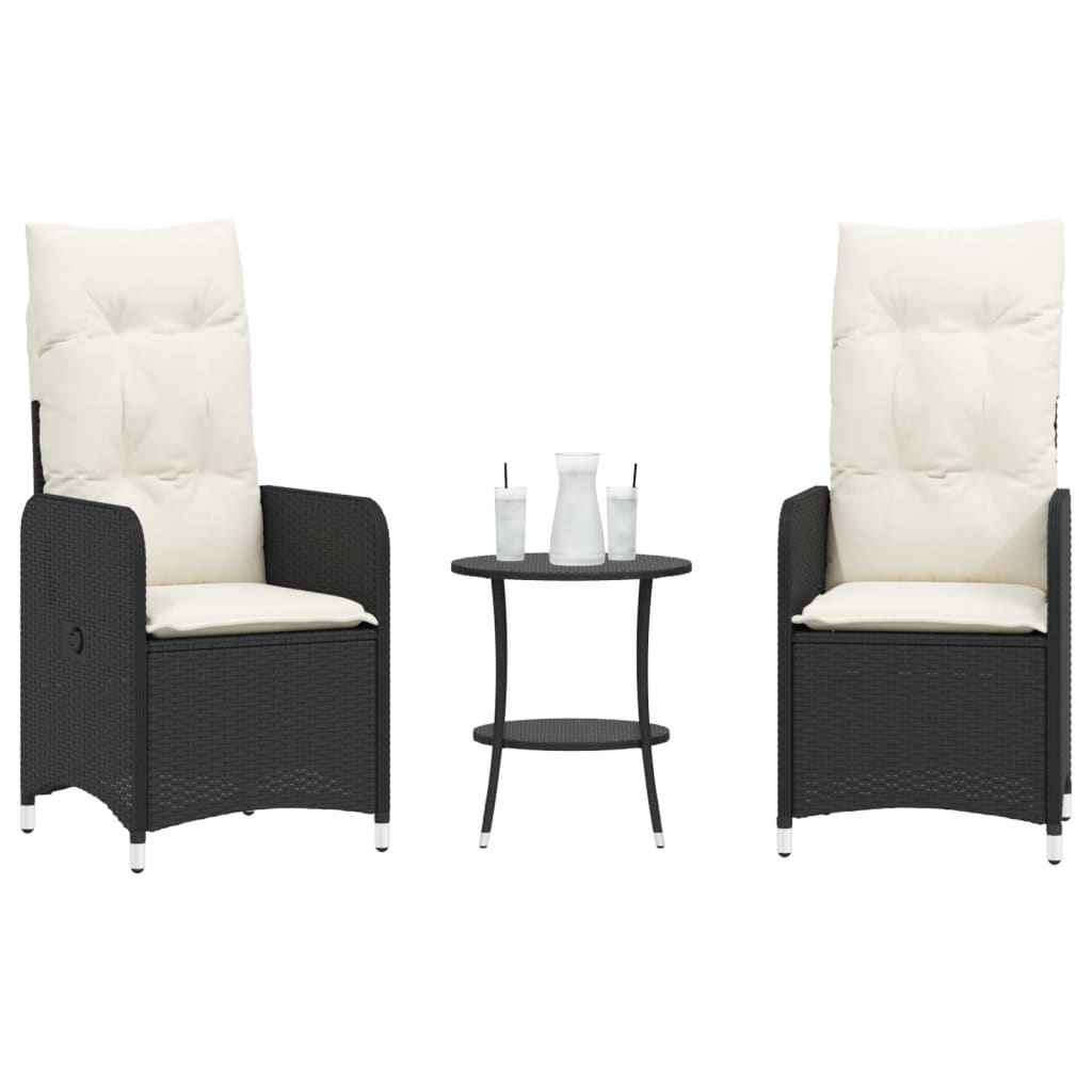 Reclining Garden Chairs 2 Pcs With Table Poly Rattan