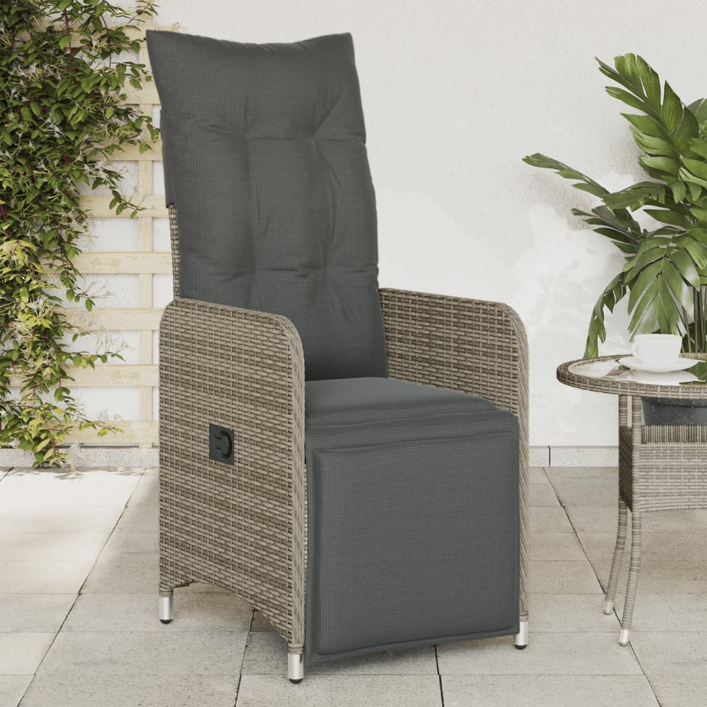 Reclining Garden Chairs 2 Pcs With Table Poly Rattan