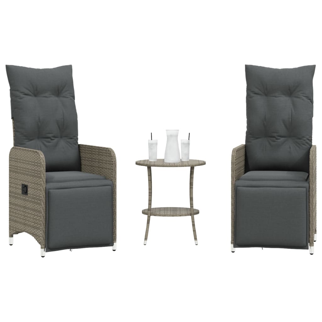 Reclining Garden Chairs 2 Pcs With Table Poly Rattan