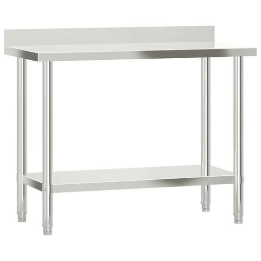 Kitchen Work Table With Backsplash Stainless Steel