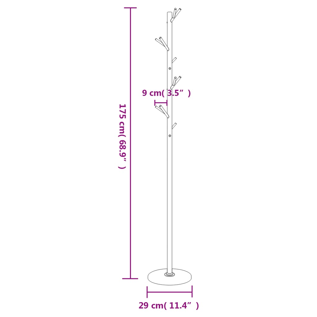 Coat Stand 175 Cm Powder-Coated Iron