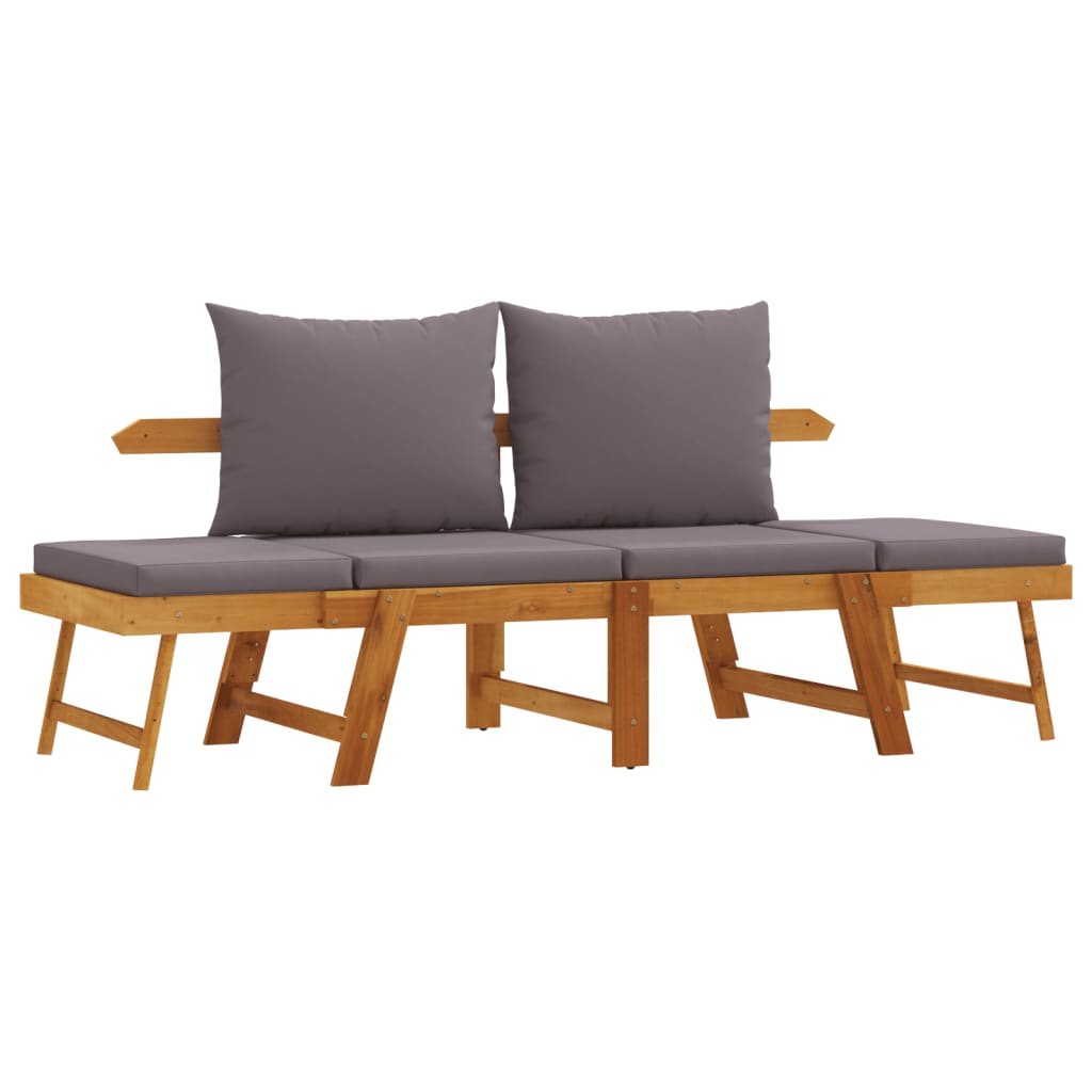 Garden Bench With Cushions 2-In-1 Solid Wood Acacia