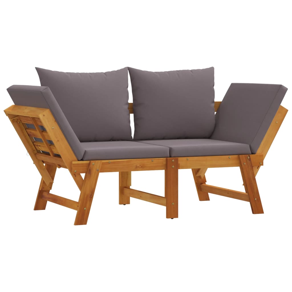Garden Bench With Cushions 2-In-1 Solid Wood Acacia
