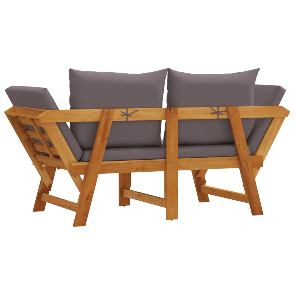 Garden Bench With Cushions 2-In-1 Solid Wood Acacia