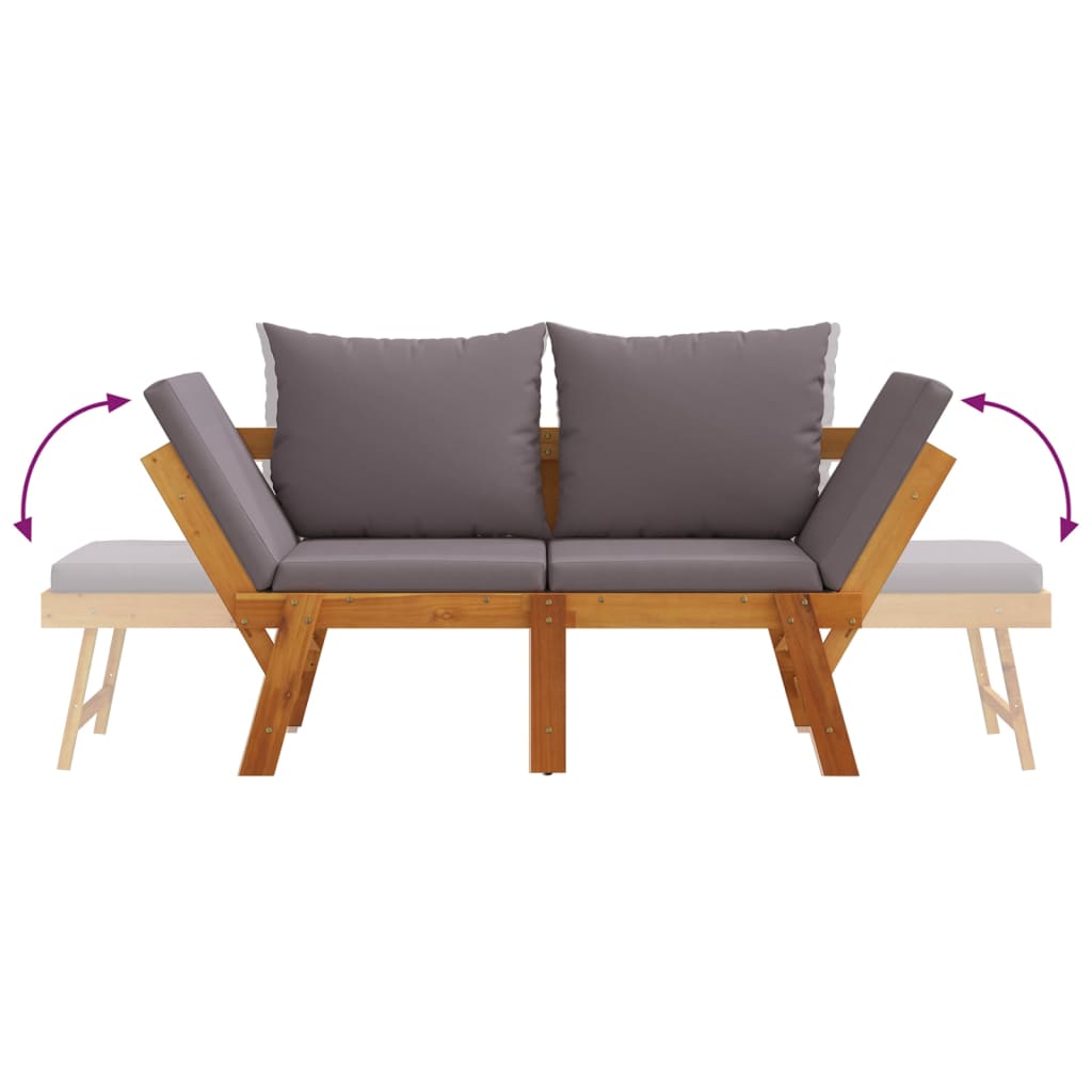 Garden Bench With Cushions 2-In-1 Solid Wood Acacia