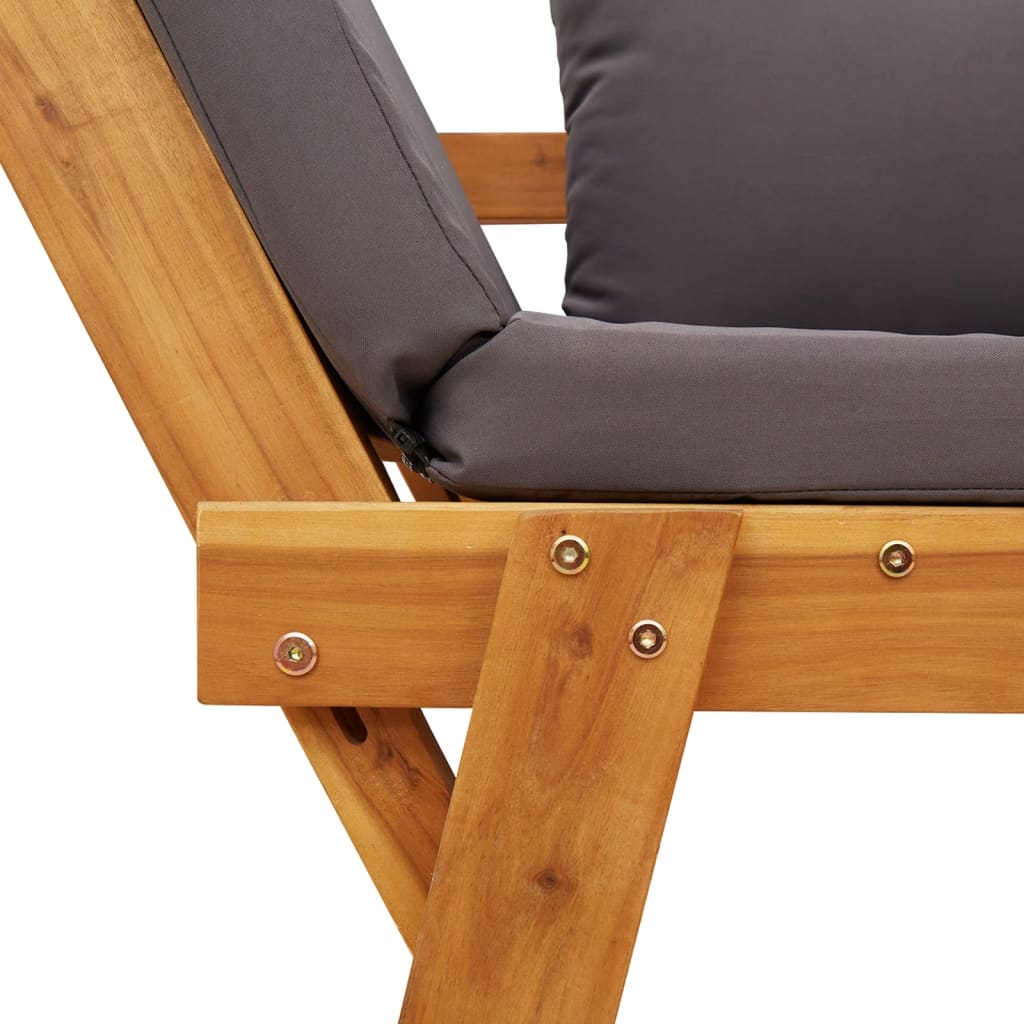 Garden Bench With Cushions 2-In-1 Solid Wood Acacia