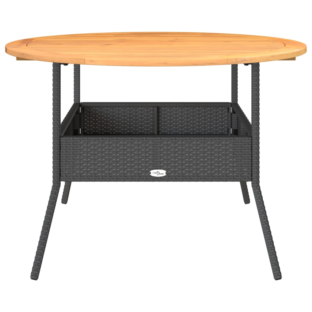 Garden Table With Acacia Wood Top Ø110X71 Cm Poly Rattan