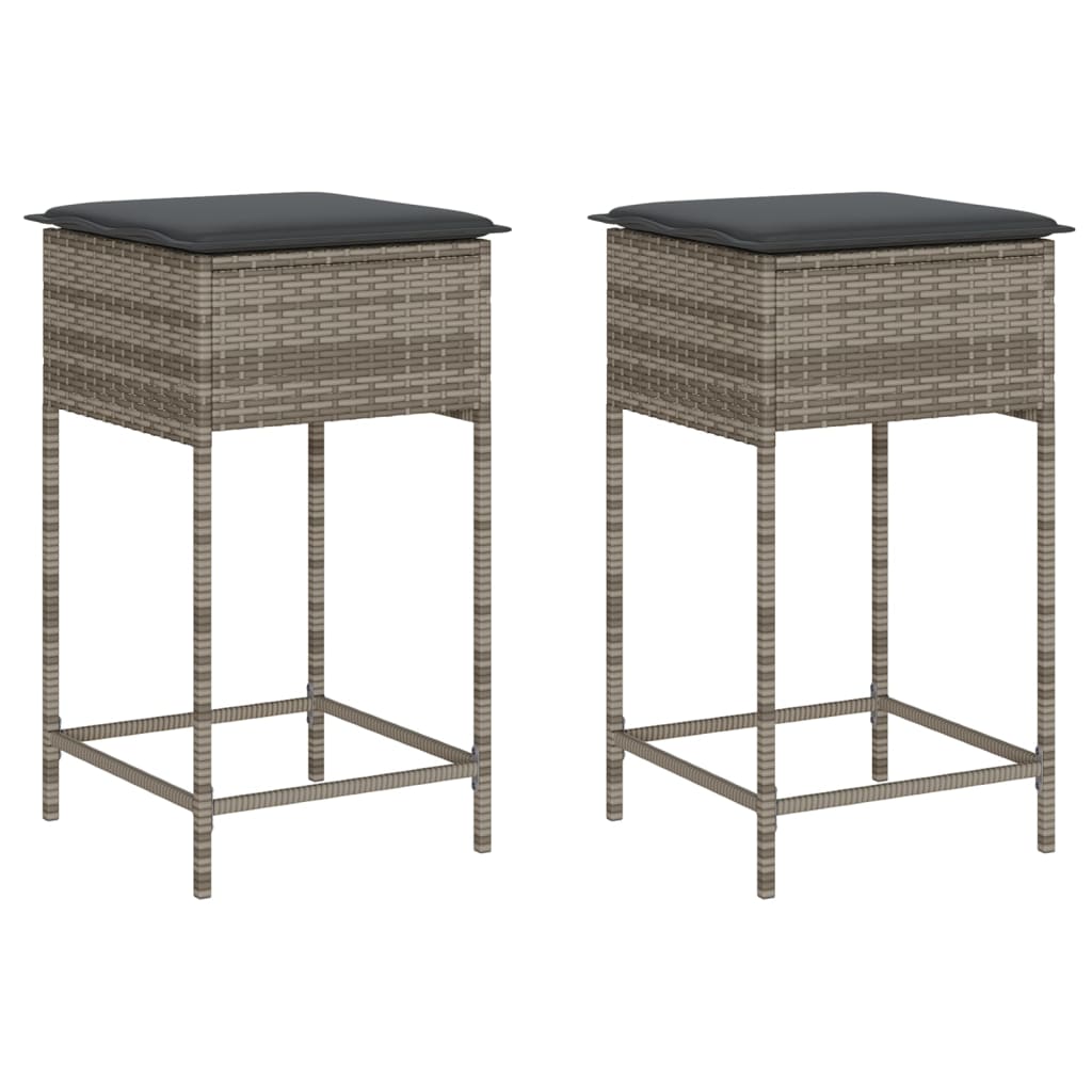 Garden Bar Stools With Cushions 2 Pcs Poly Rattan