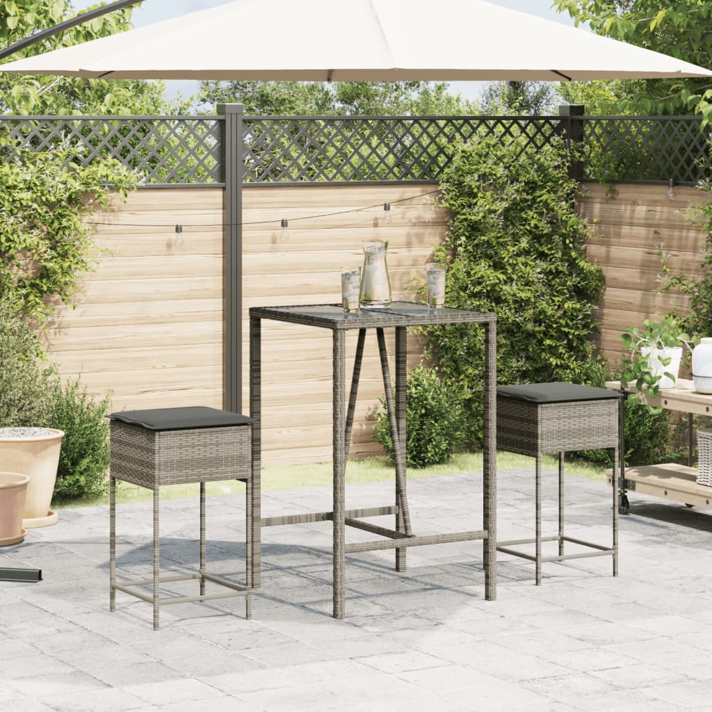 Garden Bar Stools With Cushions 2 Pcs Poly Rattan