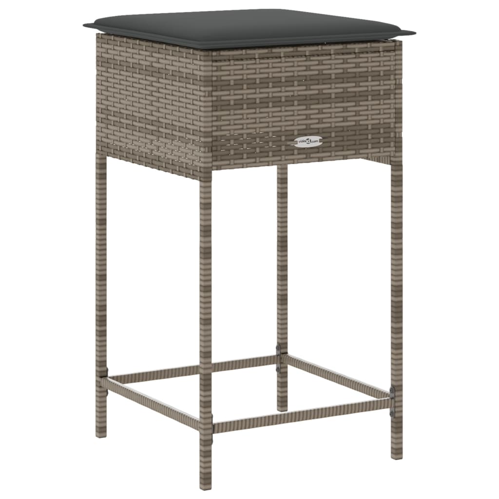 Garden Bar Stools With Cushions 2 Pcs Poly Rattan