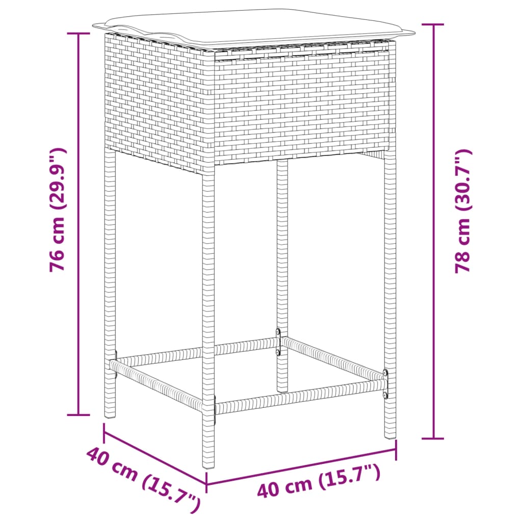 Garden Bar Stools With Cushions 2 Pcs Poly Rattan