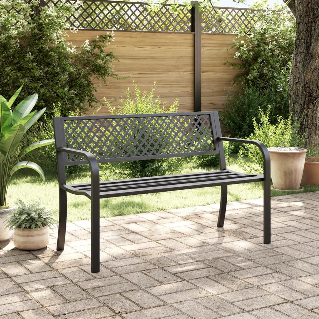 Garden Bench 119 Cm Black Steel