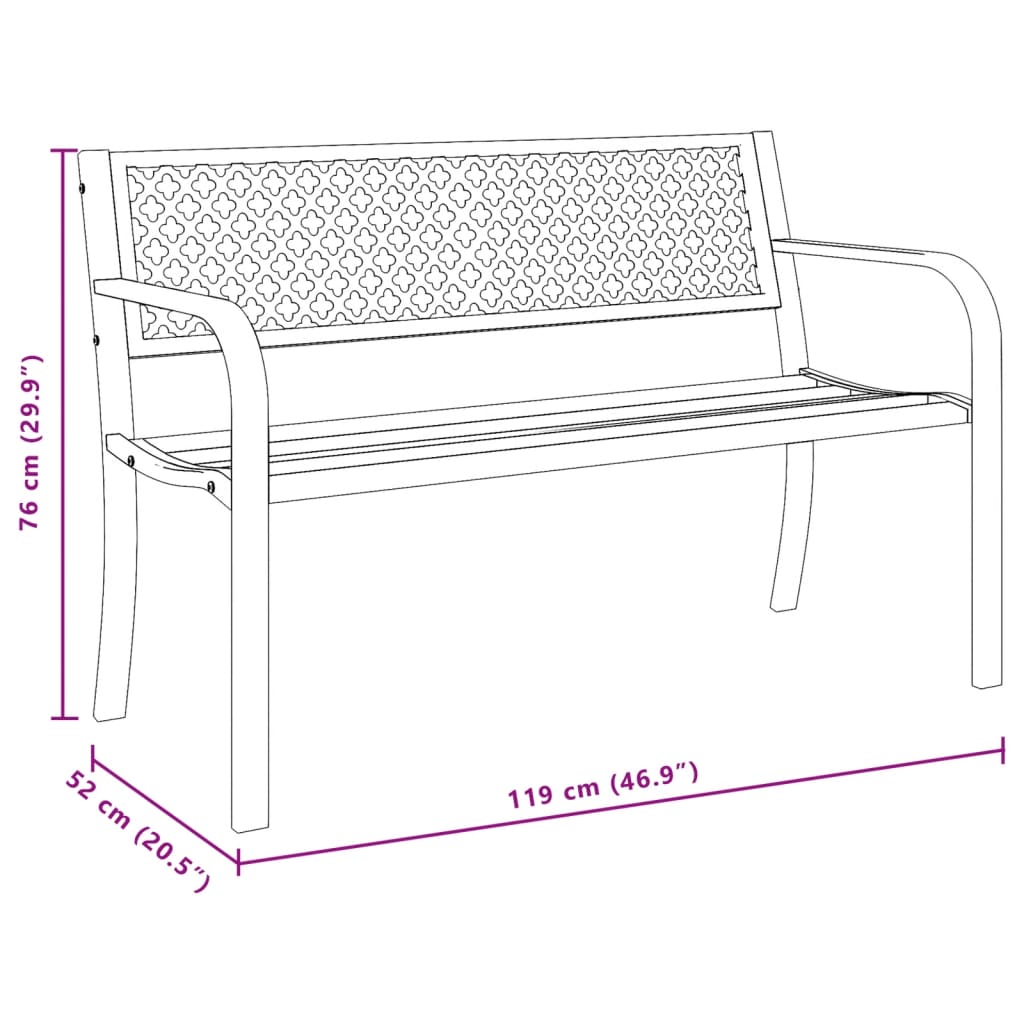 Garden Bench 119 Cm Black Steel