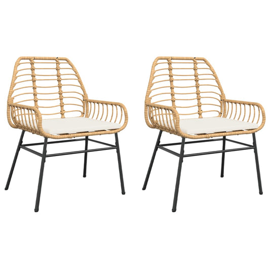 Garden Chairs 2 Pcs With Cushions Poly Rattan