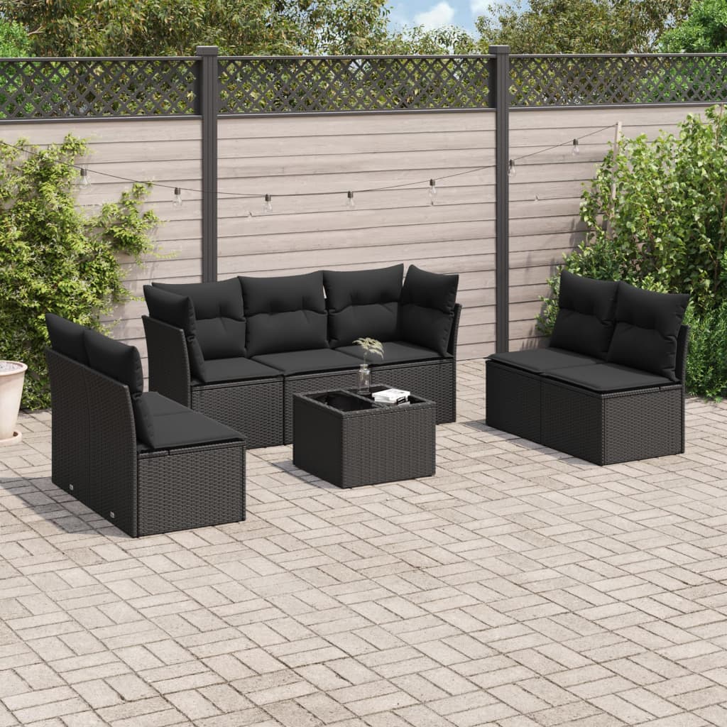 7 Piece Garden Sofa Set With Cushions Poly Rattan