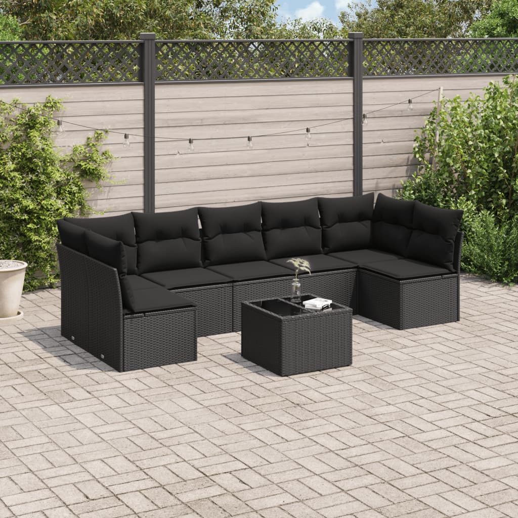8 Piece Garden Sofa Set With Cushions Poly Rattan
