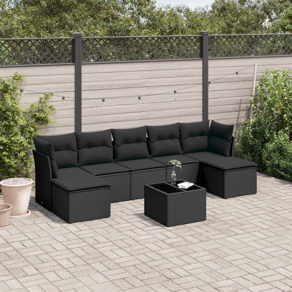 7 Piece Garden Sofa Set With Cushions Poly Rattan