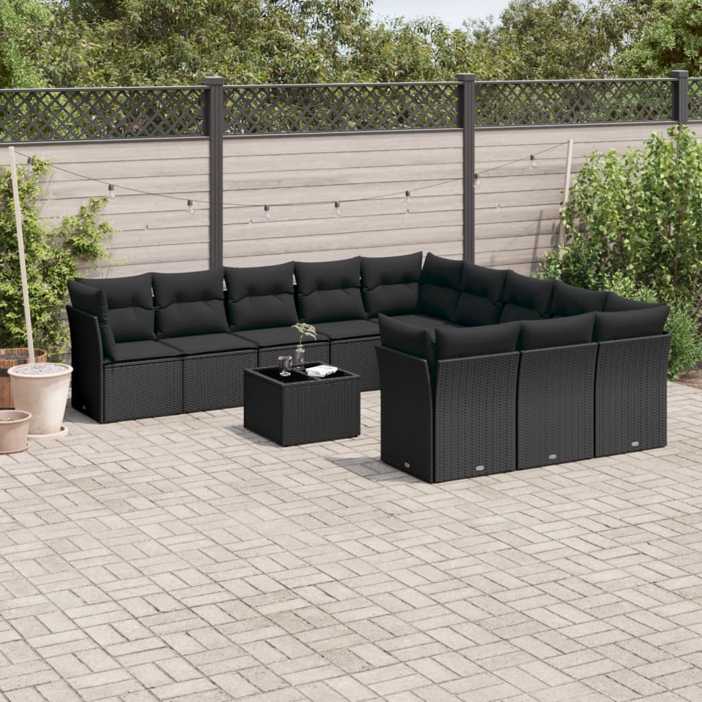12 Piece Garden Sofa Set With Cushions Poly Rattan